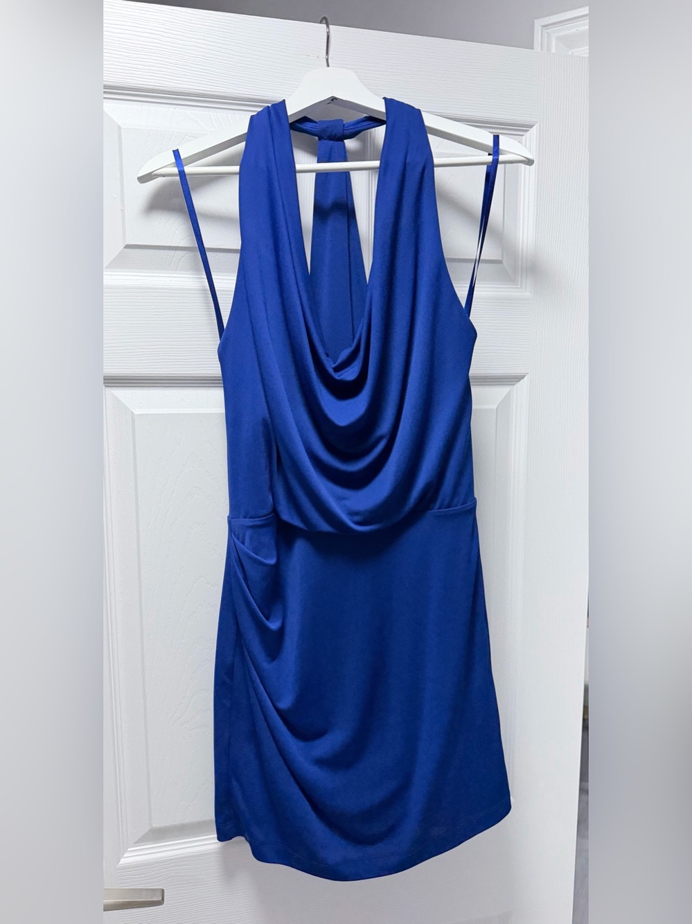 BCBG Blue Cowl Neck Sleeveless Top